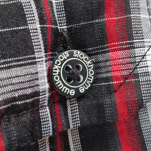 Stockhomme long sleeve button down shirt red and grey check men's size XXL - Picture 8 of 12